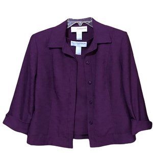 Sag Harbor Dress Women Button Up Blazer with Sleeveless Top, Plum Purple, Size 8